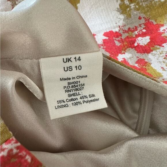 Boden Abstract Silk Sheath Dress Embellished 
Mustard Yellow Spring Office 10 - Picture 8 of 10